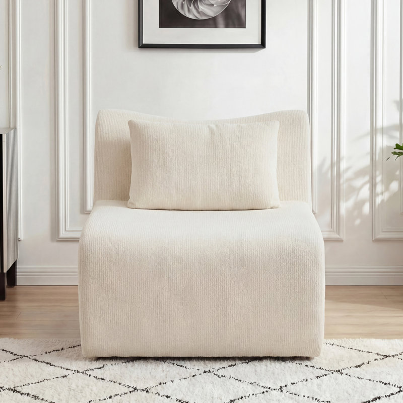 Chaise rembourrée sans accoudoirs, Beige