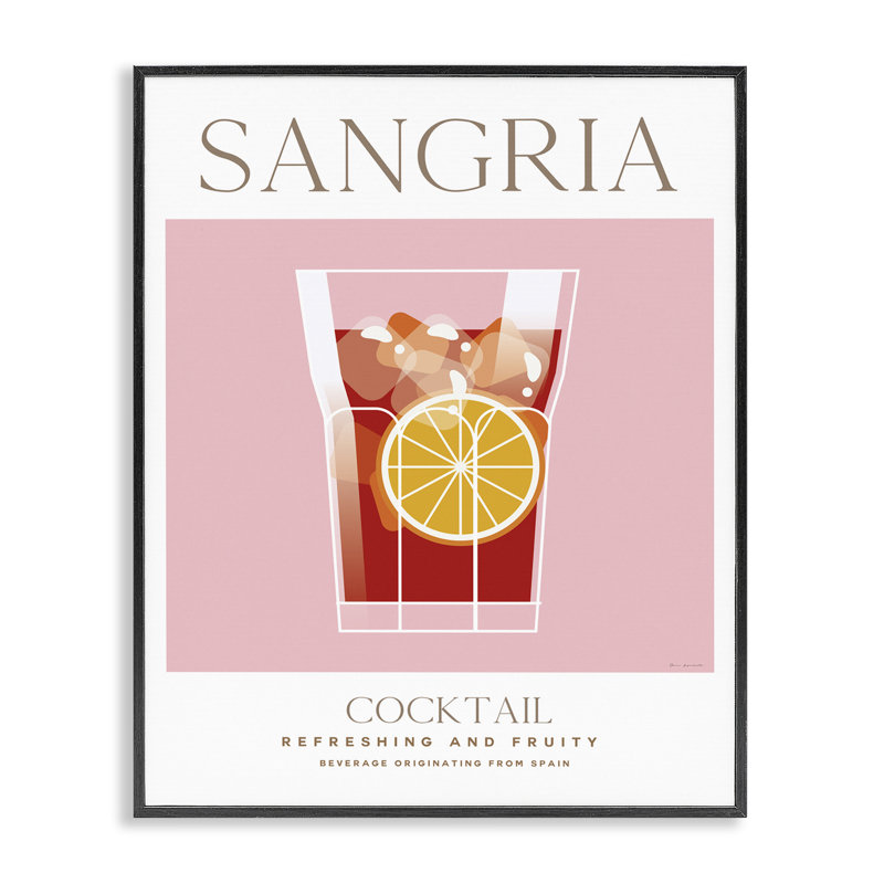  Chic et minimaliste sangria, estampe numérique par Omar Escalante, H 14 po x l 11 po, Giclée encadrée noir minuit