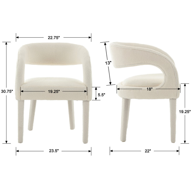 Chaises de salle à manger rembourrées modernes avec accoudoirs pour la cuisine / salle à manger / salon, Blanc, 2