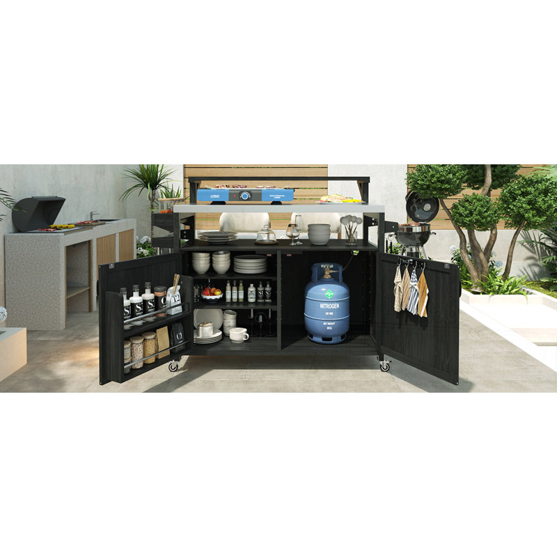 Îlot de cuisine extérieur 53,3 po avec tablette surélevée