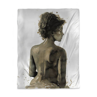 Housse de couette brune pour chambre à coucher | Femme avec un design sépia