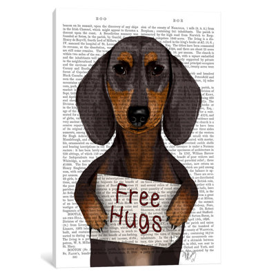 «Dachshund, Free Hugs», reproduction d'impression sur toile