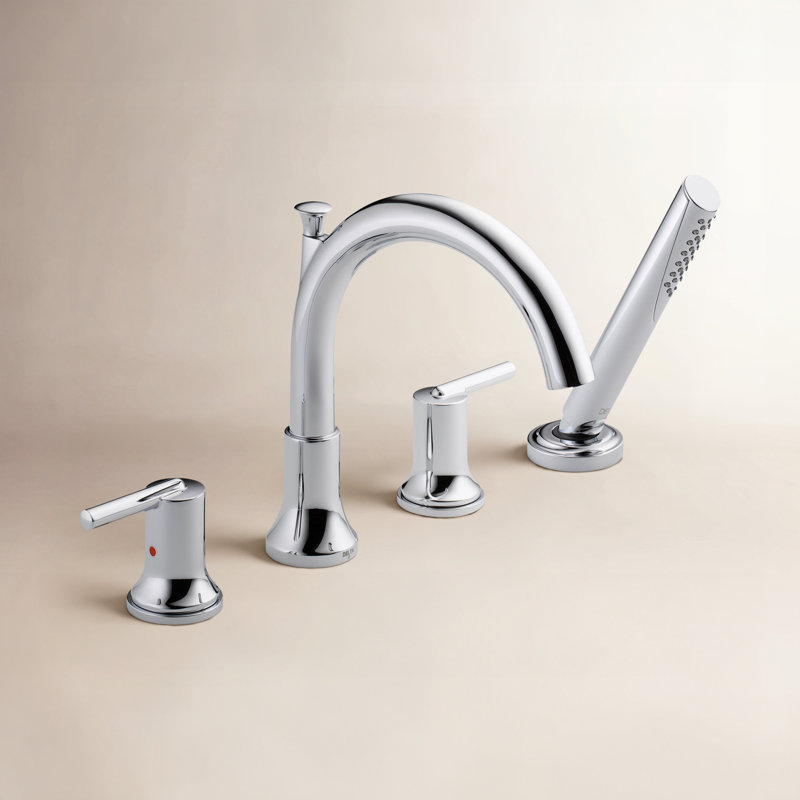 Trinsic Roman Tub Faucet with Hand Shower, Chrome Deck Mount Bathtub Faucet, Chrome (Valve Not Included), Chrome