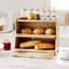 Large Bread Bin for Kitchen, 2-Tier Bamboo Bread Box-129238613