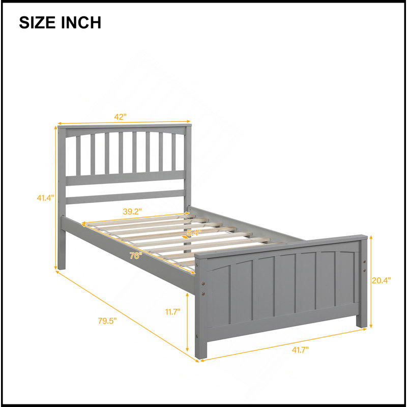 Lit plateforme en bois, Grey