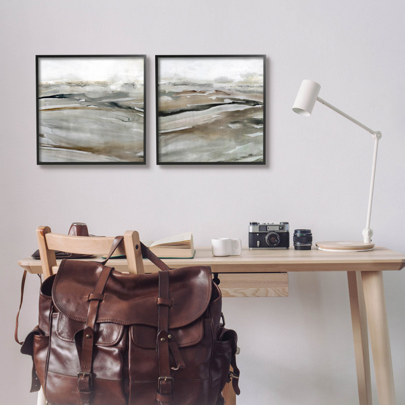 «Abstract Abstract Landscape Composition», ensemble de 2 estampes numériques par Carol Robinson, Giclée encadrée noir minuit