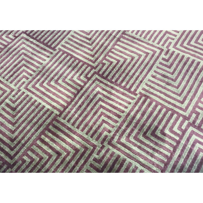 Tapis brun et vert de haute qualité noué à la main