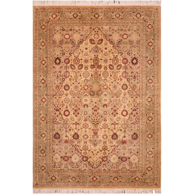 Tapis unique rouge / beige / brun clair de 6 pi x 9 pi 2 po Allessandra