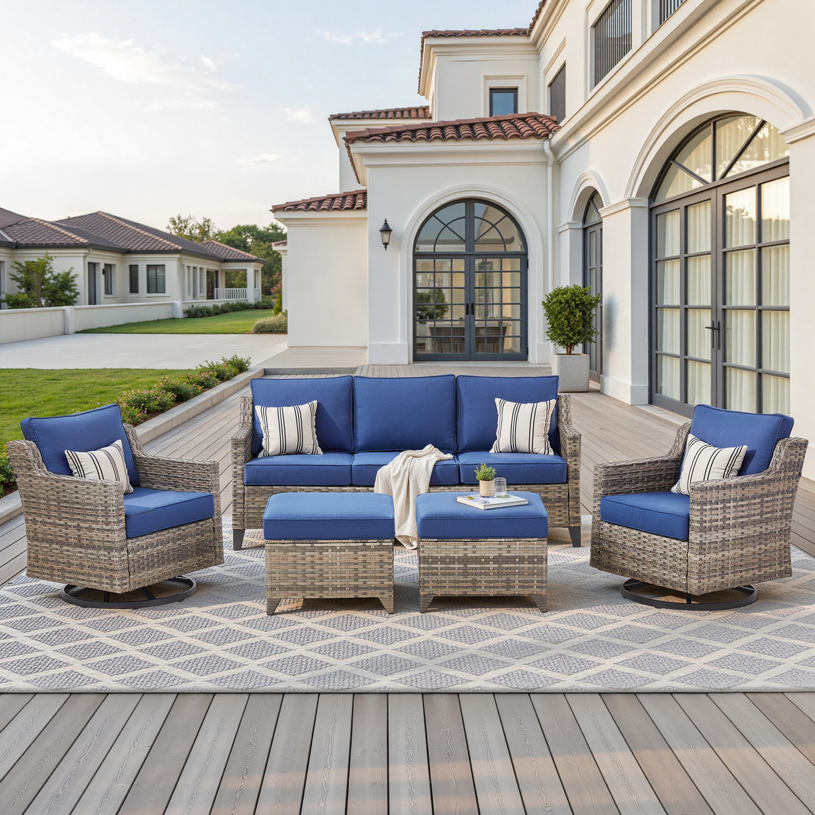 Lumiinofami 5 Pieces Outdoor Patio Furniture Sets,All-Weather Wicker ... All weather wicker outdoor furniture sets