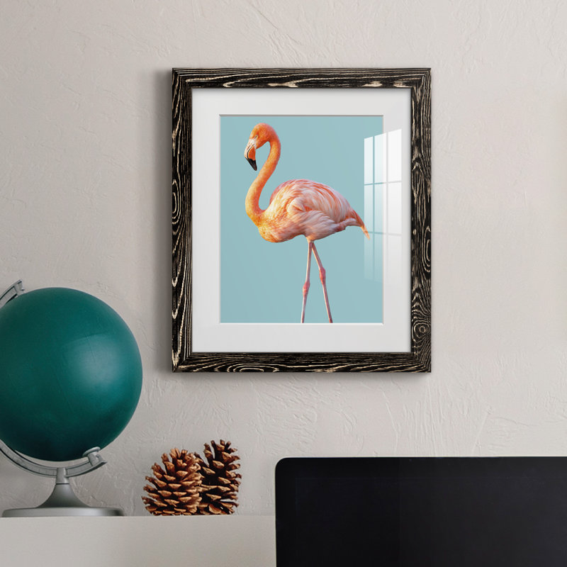 Flamant rose - cadre photo, Cadre noir, H 24 po x l 18 po x P 1,5 po
