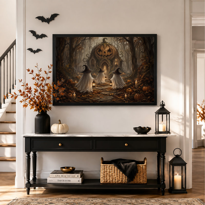 Art mural sur toile Halloween fantômes, H 12 po x l 18 po