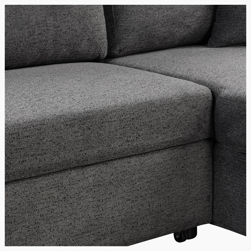 Lablanc Velvet L-Shaped Sectional, Black Velvet
