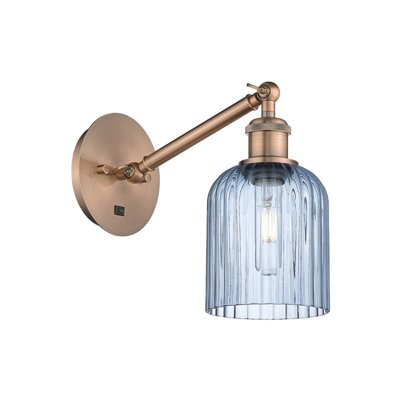 Fiennes Armed Sconce, Antique Copper, Princess Blue