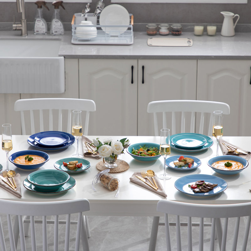 Bonita 18 Piece Dinnerware Set, Service for 6, Blue Assorted