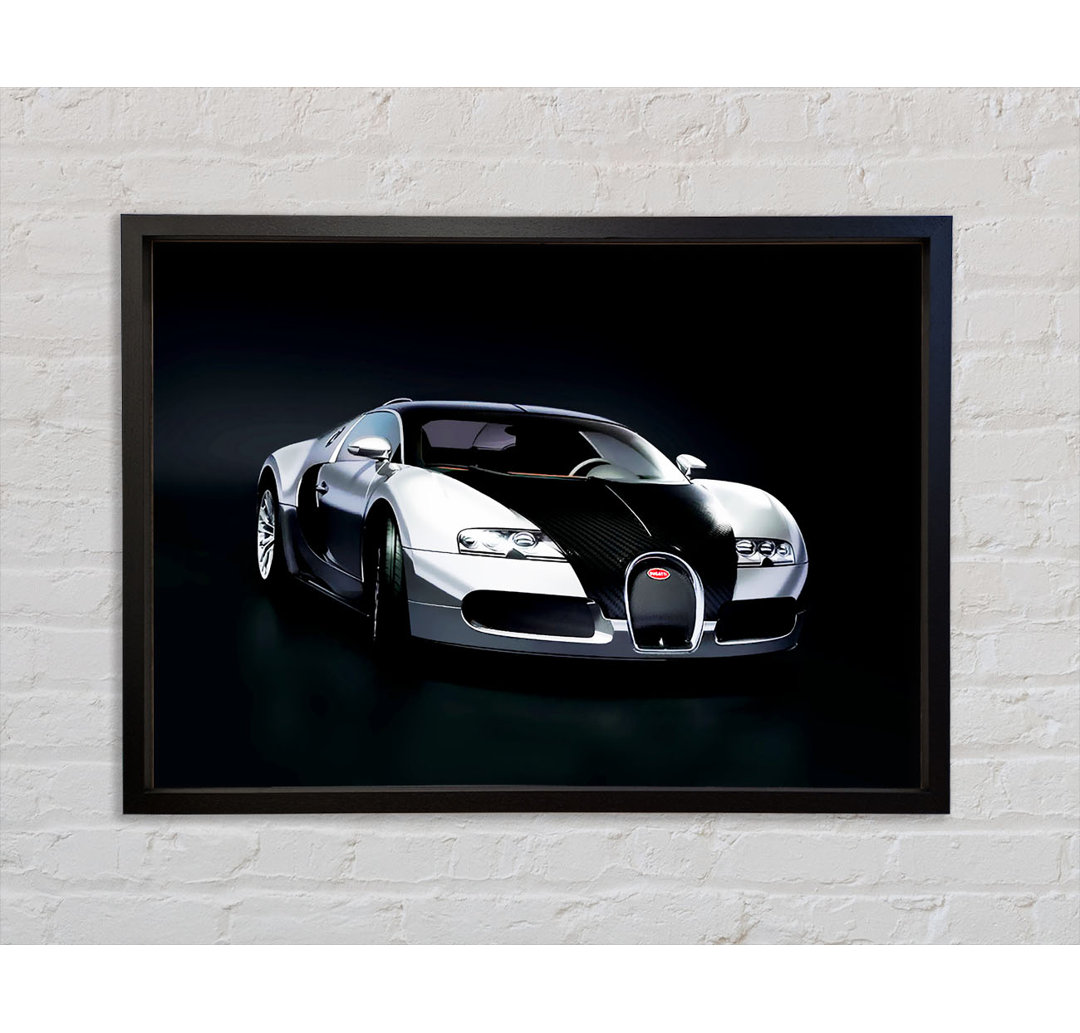 Bugatti Veyron Schwarz Silber - Einzelner Bilderrahmen Kunstdrucke auf Leinwand