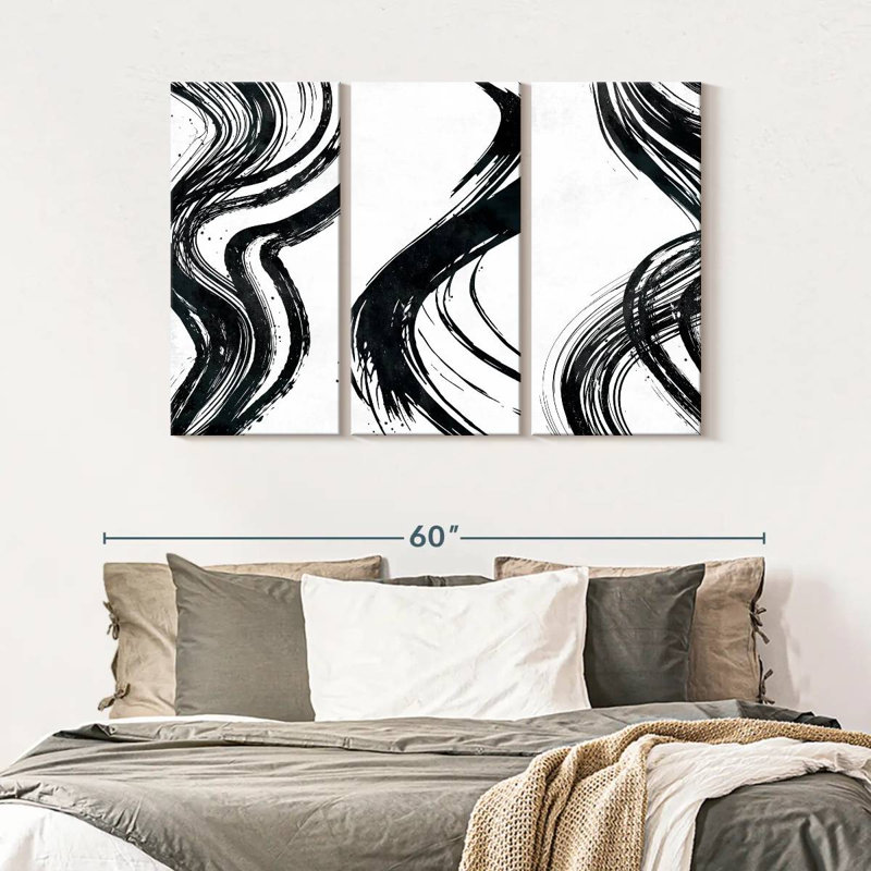Impression sur toile Wispy Black Brush Strokes, H 50 po x l 32 po x P 1,25 po
