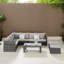 All Weather Outdoor Sofa Conversation Set with Glass Table and Cushions-1258170396