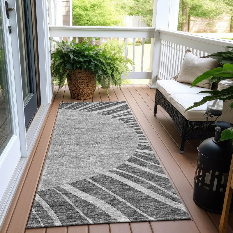 Washable Abstract Indoor / Outdoor Rug, Runner 2'3" x 7'6"