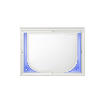Tarian Pearl White Finish Mirror W/Led
