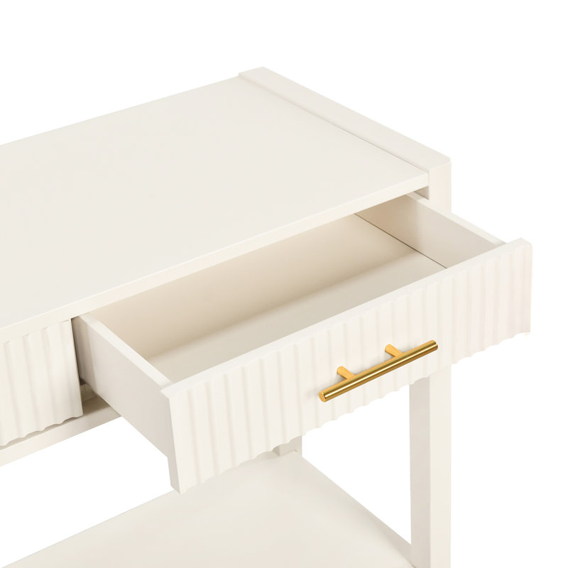 Console avec pieds longs et tiroirs à rayures verticales pour la décoration du vestibule beige