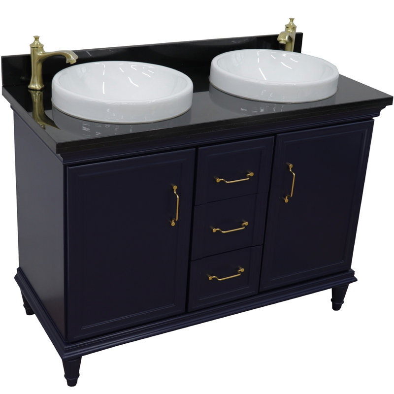 Ensemble de meuble-lavabo de salle de bain double 49 po Amare, Bleu