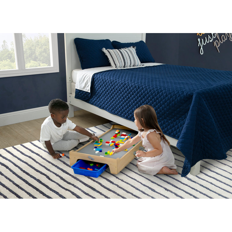 Gray Wooden Folding Play Table with Storage Bins