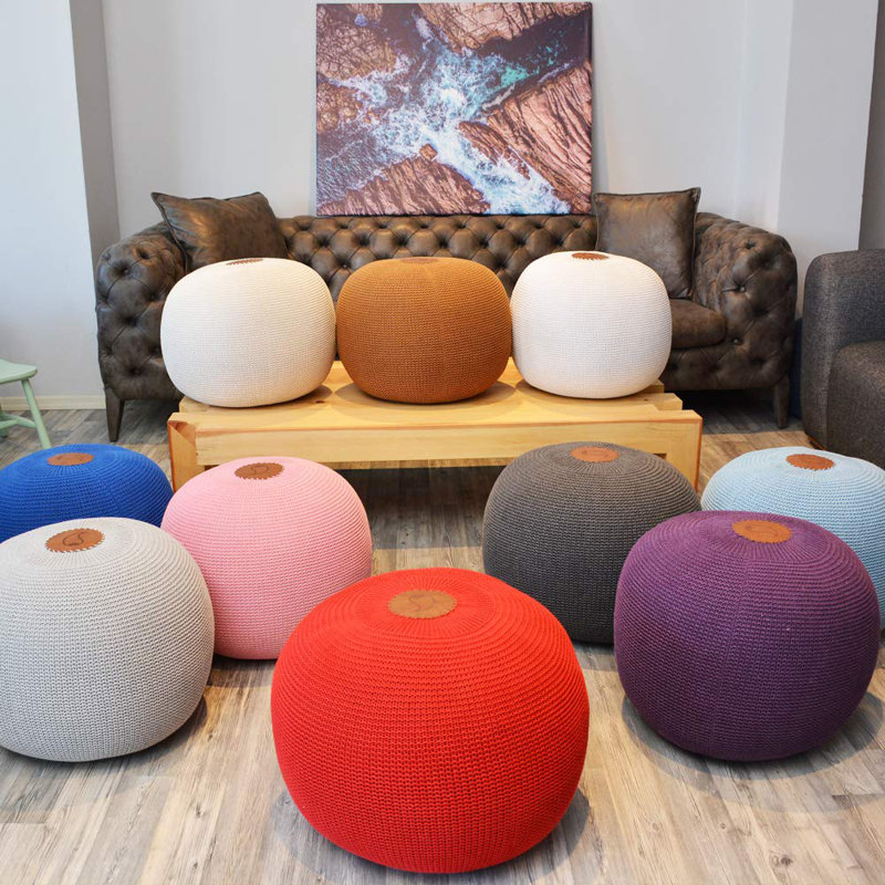 Pouf rond de 19 po de largeur, Blanc