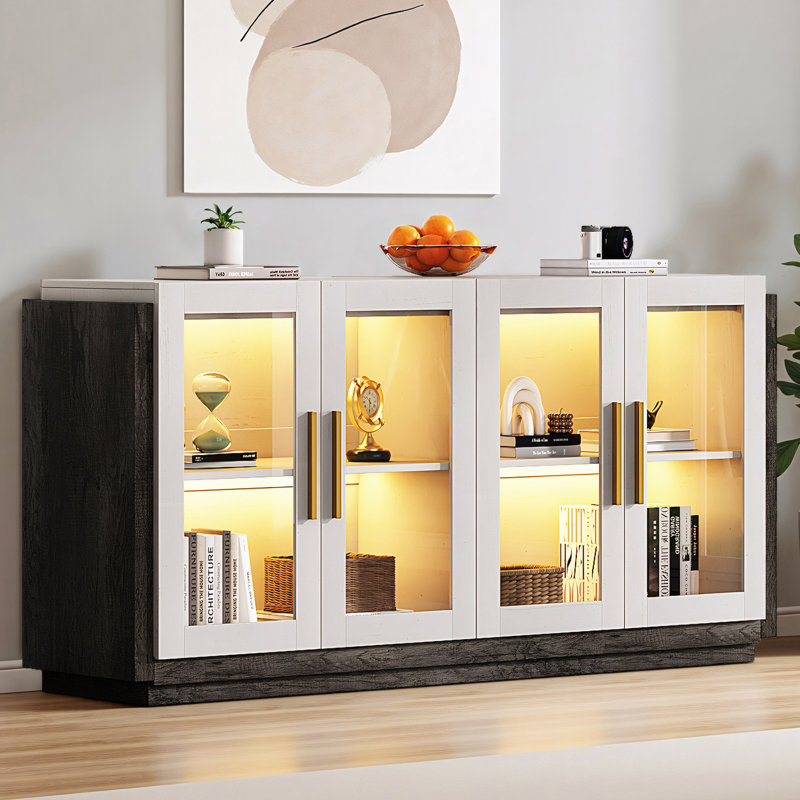 Buffet Ainez 64, Blanc / Gris