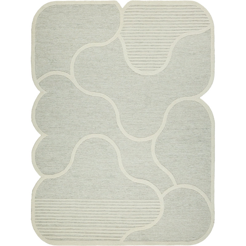 Shell Hand Tufted New Zealand Wool Green/Ivory Area Rug, 10'X14'
