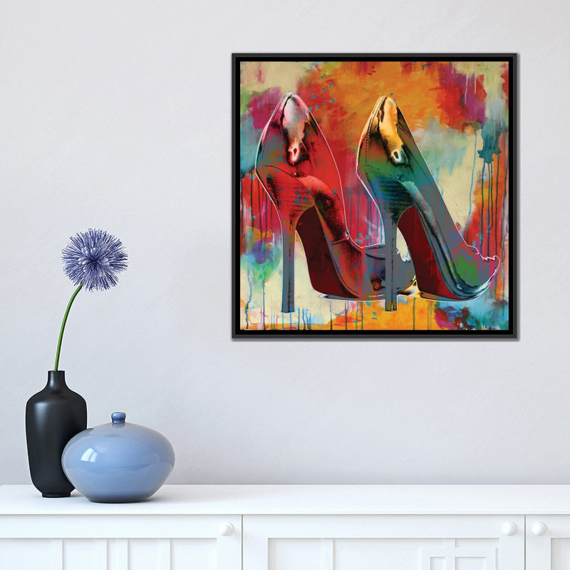« stilettos i », reproduction d’impression sur toile tendue, H 18 po x l 18 po x P 1,5 po, Pas de tapis