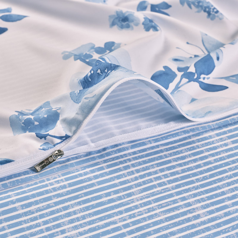 Ensemble de housse de couette réversible en microfibre Chanasya Blue Rose, Housse de couette pour très grand lit et 2 taies 