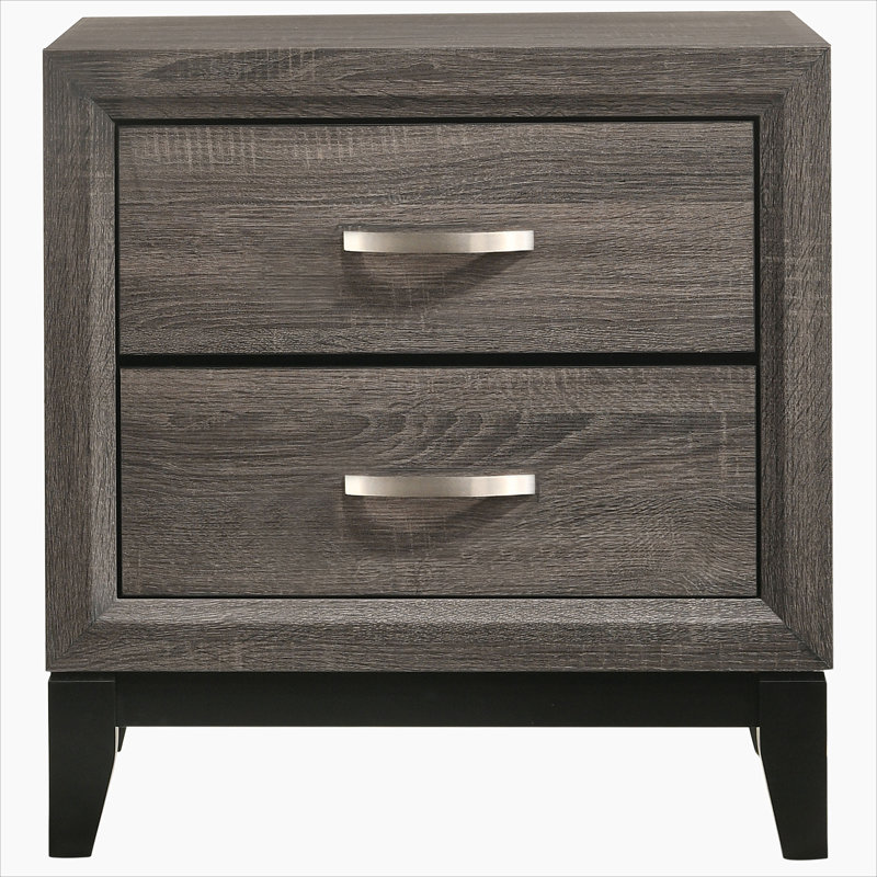 Table de chevet 2 tiroirs Grey Oak