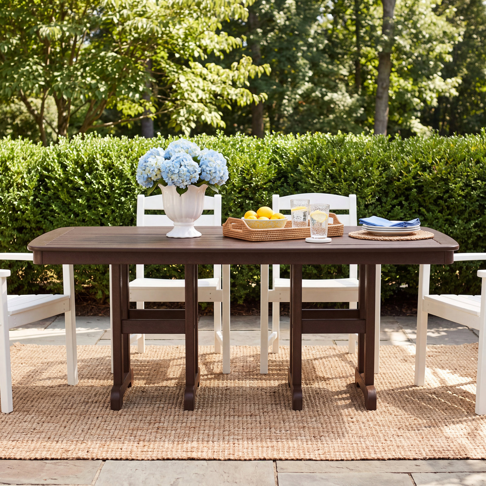 POLYWOOD® Nautical Patio Dining Table, Mahogany, 29" H x 71.5" L x 36.75" W