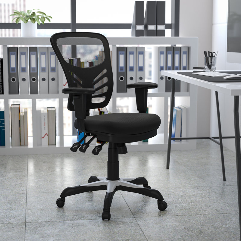 Mid-Back Mesh Multifunction Executive Swivel Ergonomic Office Chair with Adjustable Arms, Black