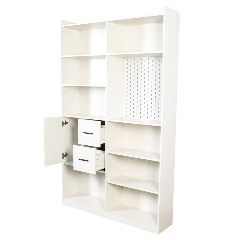 Garde-manger blanc avec 9 tablettes, 3 tiroirs et un rangement pour les objets de la maison