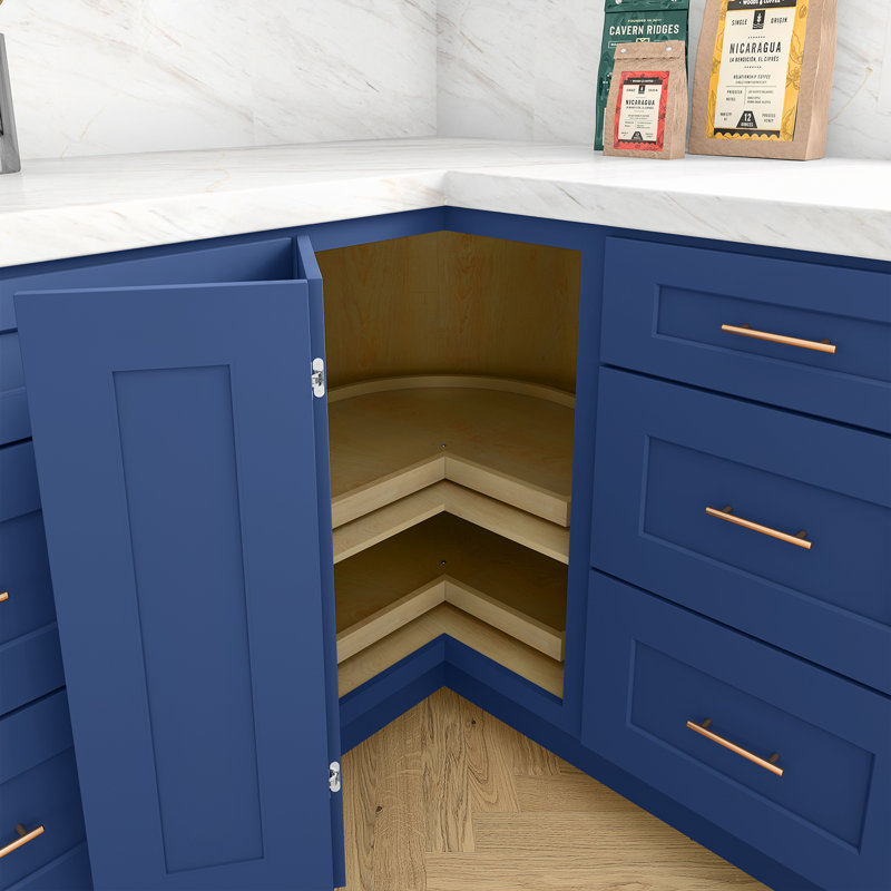 Armoire Base Lazy Susan, Shaker bleu, L 36 po x H 34,5 po x P 24 po