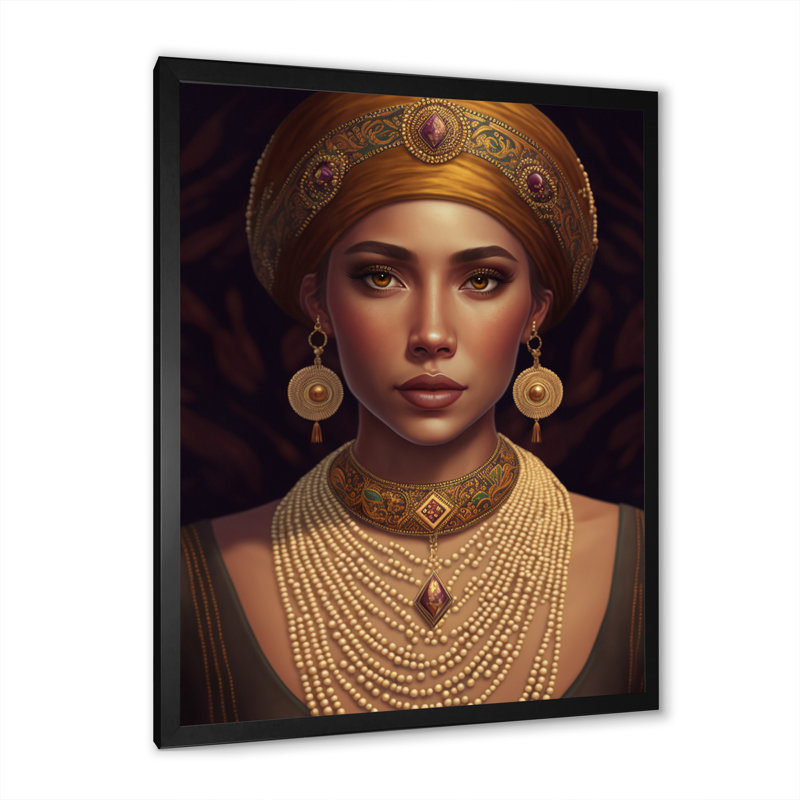 Jeune femme avec des bijoux bohémiens VII, H 44 po x l 34 po x P 1,5 po, Cadre photo noir