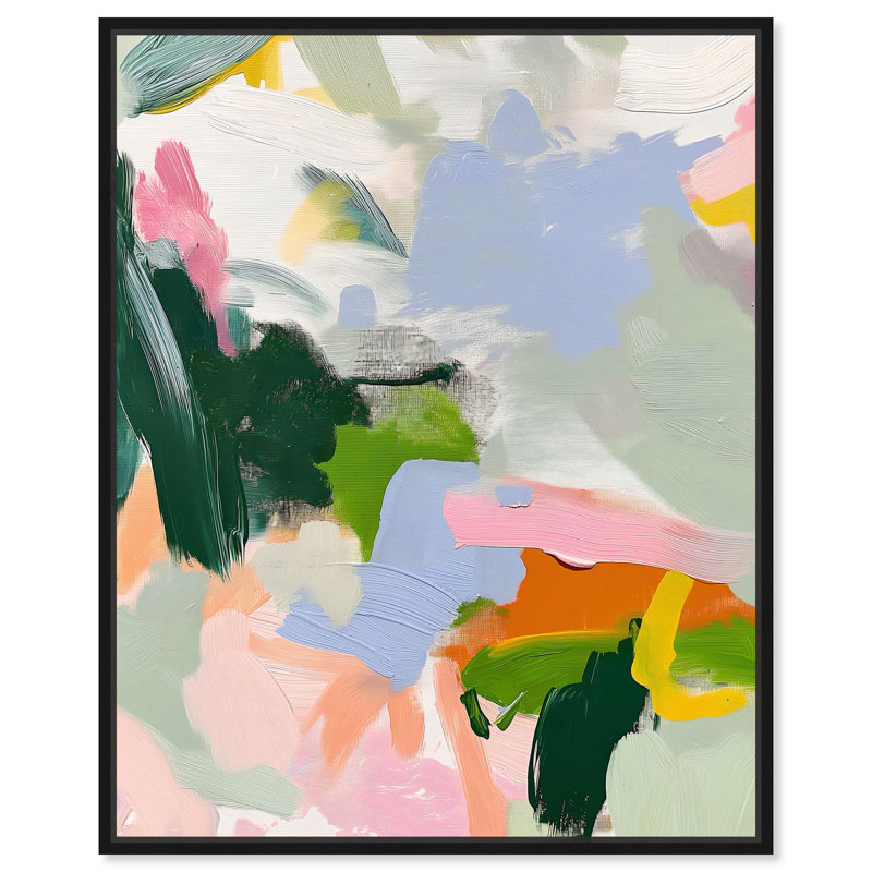 Colour Palette Poetry Canvas Colourful Abstract by Art Remedy, 21" H x 17" W, Black Floater Framed
