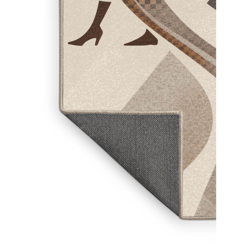 Tapis moelleux moelleux moderne et contemporain beige à motif de carreaux moelleux Howell, 6 x 9