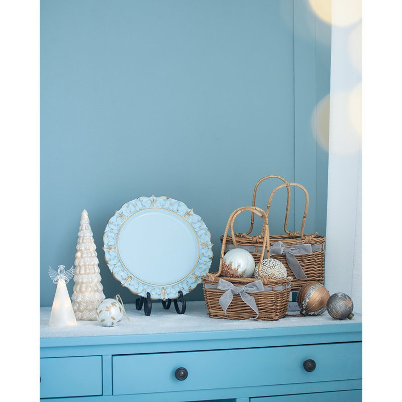 Ensemble de 6 assiettes décoratives à bords, Blanc, 6