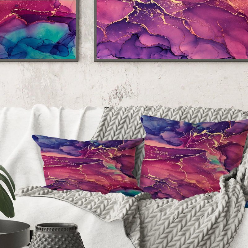 Coussin bleu et bourgogne, 18 po x 18 po