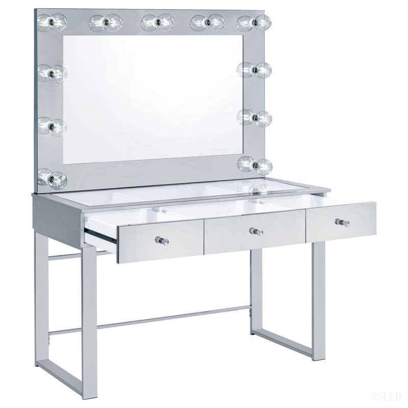 Coiffeuse avec miroir 3 tiroirs Trevor