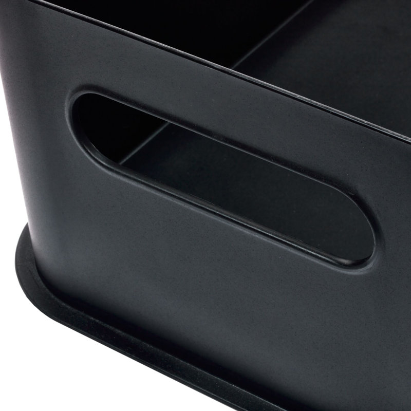 iDesign Recycled Plastic Garage Storage Bin with Lid and Handles –Matte Black