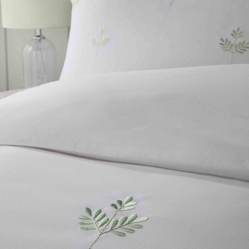 Emily Embroidery Polyester Floral Duvet Cover Set with Pillowcases Included, Double Duvet Cover Set + 2 Pillowcases