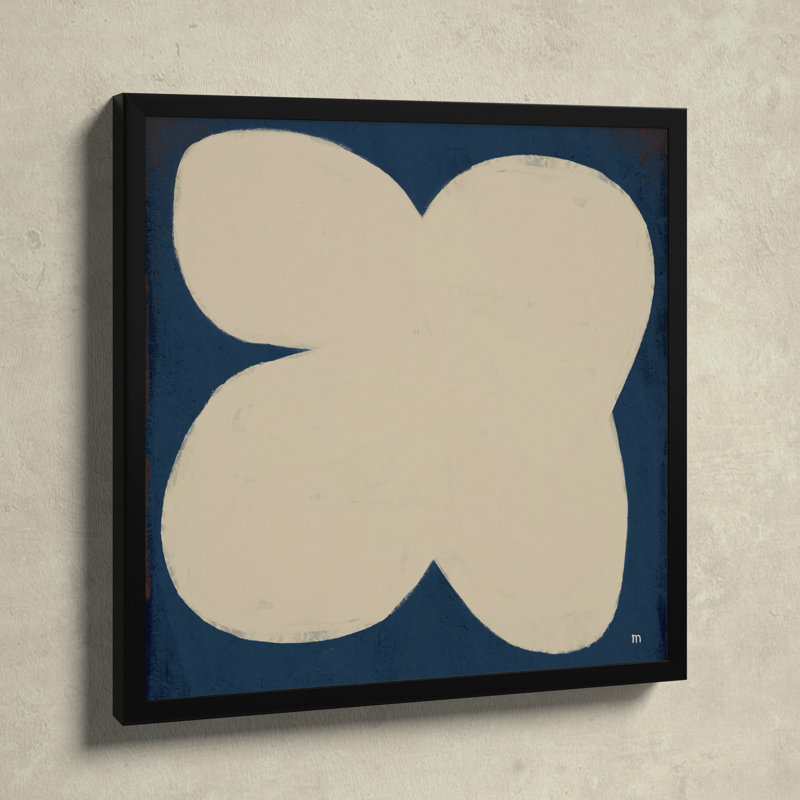 Flower On Blue by StudioM, Black, 16" H x 16" W x 1.25" D