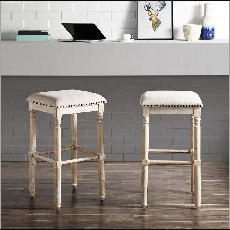 Tabourets de bar en bois Arnhem, ensemble de 2, Naturel, Beige