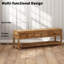 Banc de rangement en bois massif récupéré avec tablettes de rangement-933799172