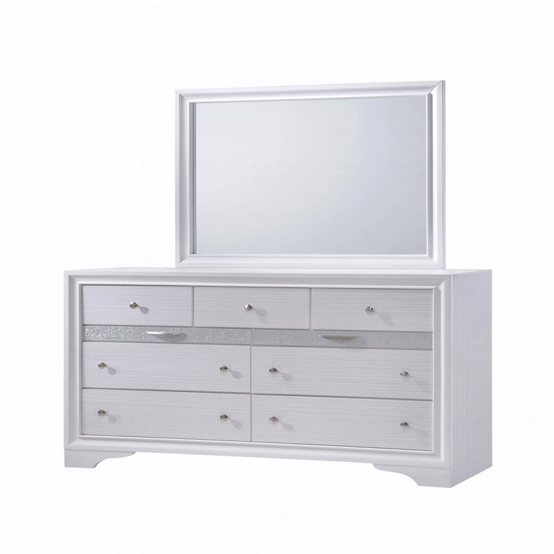 Commode 7 tiroirs Matrix Traditional en bois blanc