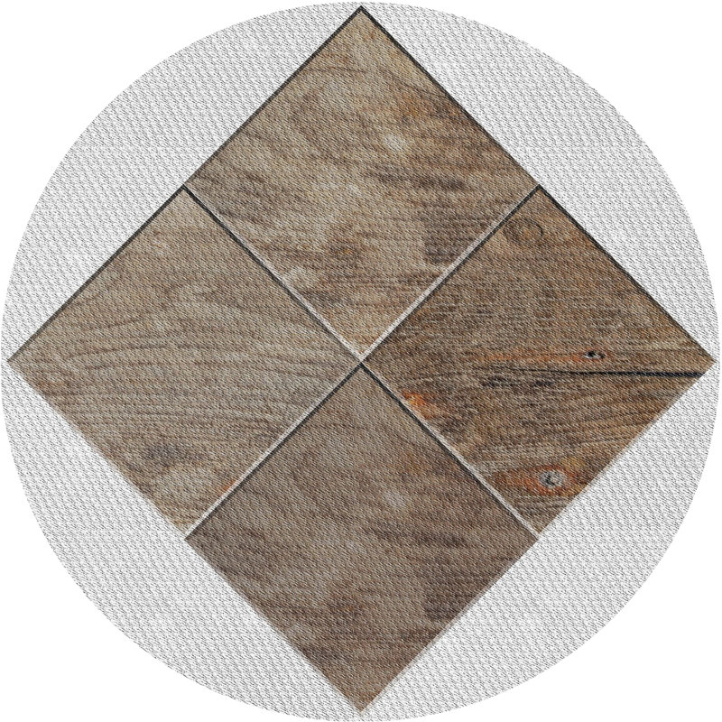 Tapis brun/gris à motifs, Rond 5 pi