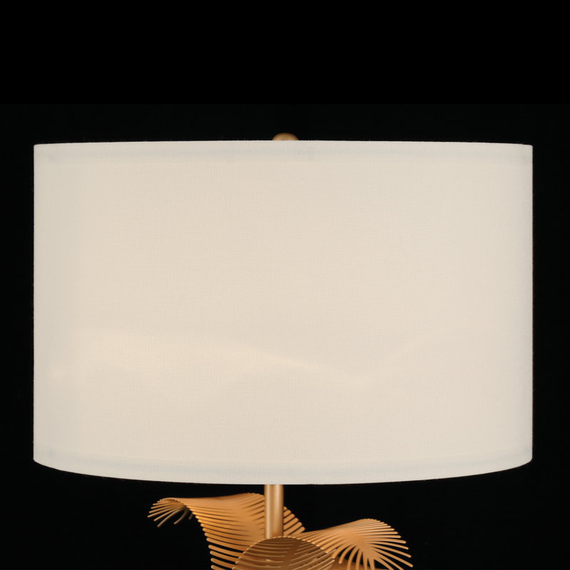 60cm Metal Table Lamp with Linen Shade, Brass